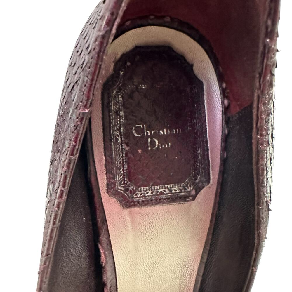 Christian Dior Womens Pumps Size 8.5 Python Leather Peep Toe Amethyste 2008 - Picture 3 of 11